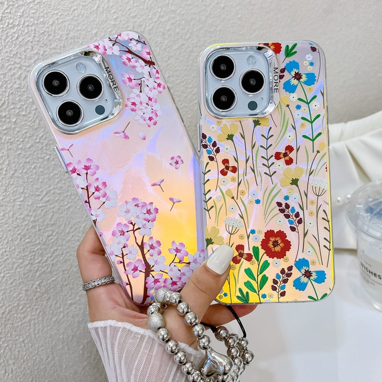 Electroplating Laser Flower Phone Case with Wrist Strap, Series 1