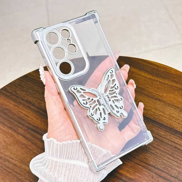 Electrpolated 3D Butterfly Holder TPU Phone Case, For Samsung Galaxy A15, For Samsung Galaxy A55, For Samsung Galaxy A35, For Samsung Galaxy S24 Ultra 5G, For Samsung Galaxy S24+ 5G, For Samsung Galaxy S24 5G
