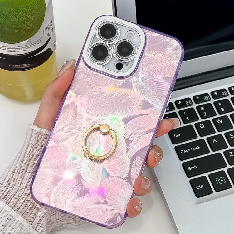 Plating Glitter Texture Ring Holder TPU Phone Case with Lens Film, Series 1