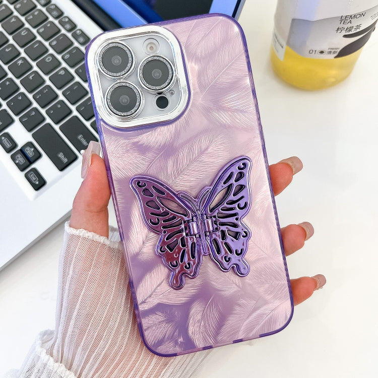 Plating Glitter Texture Butterfly Holder TPU Phone Case with Lens Film, Series 1