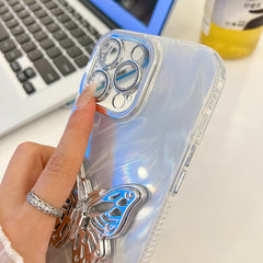 Plating Glitter Texture Butterfly Holder TPU Phone Case with Lens Film, Series 1