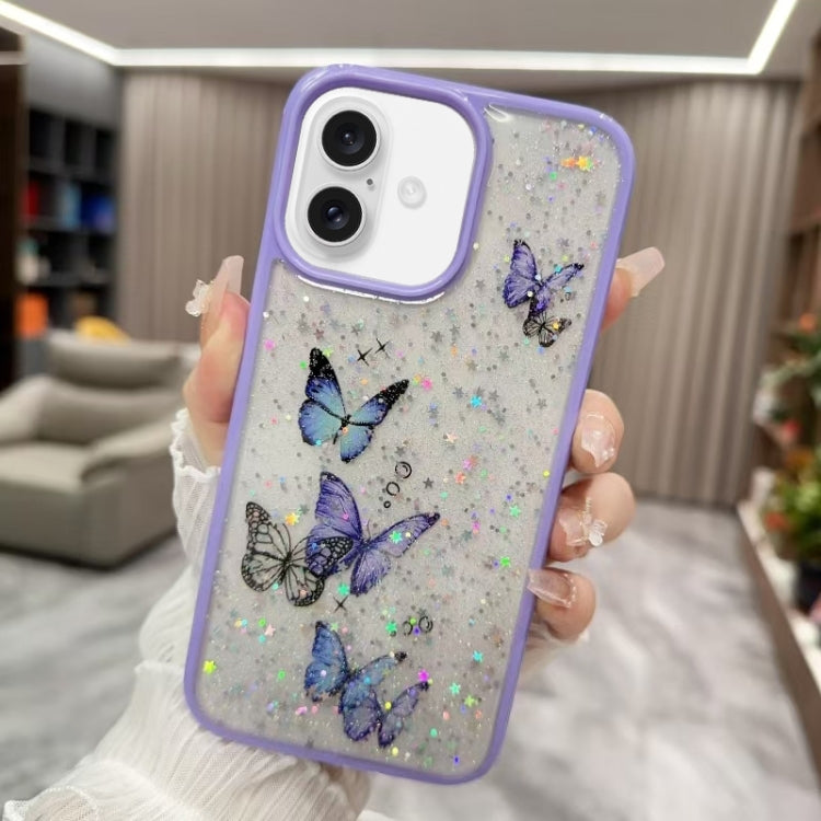 Color Butterfly Glitter Epoxy TPU Phone Case