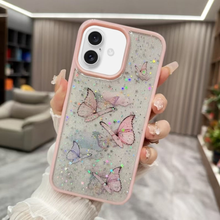 Color Butterfly Glitter Epoxy TPU Phone Case