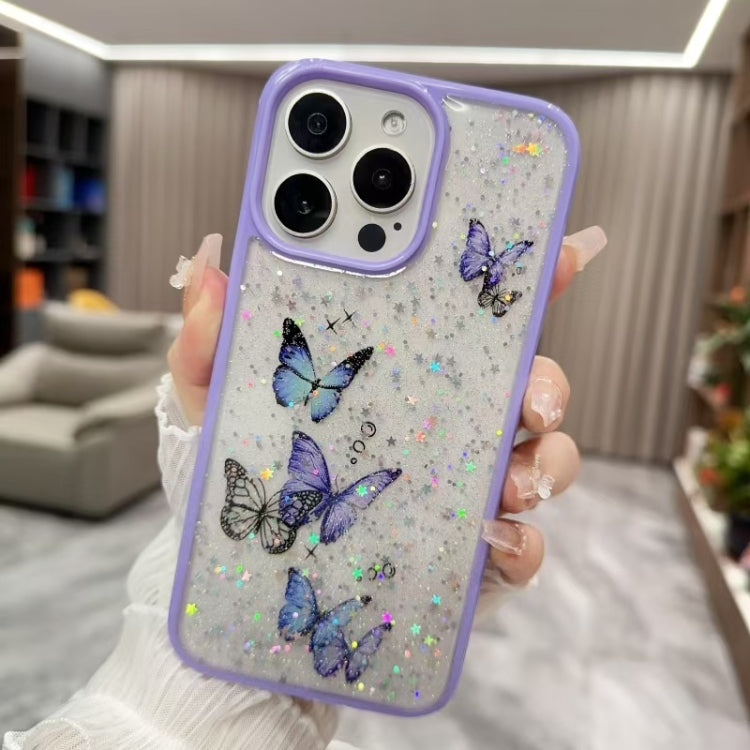 Color Butterfly Glitter Epoxy TPU Phone Case