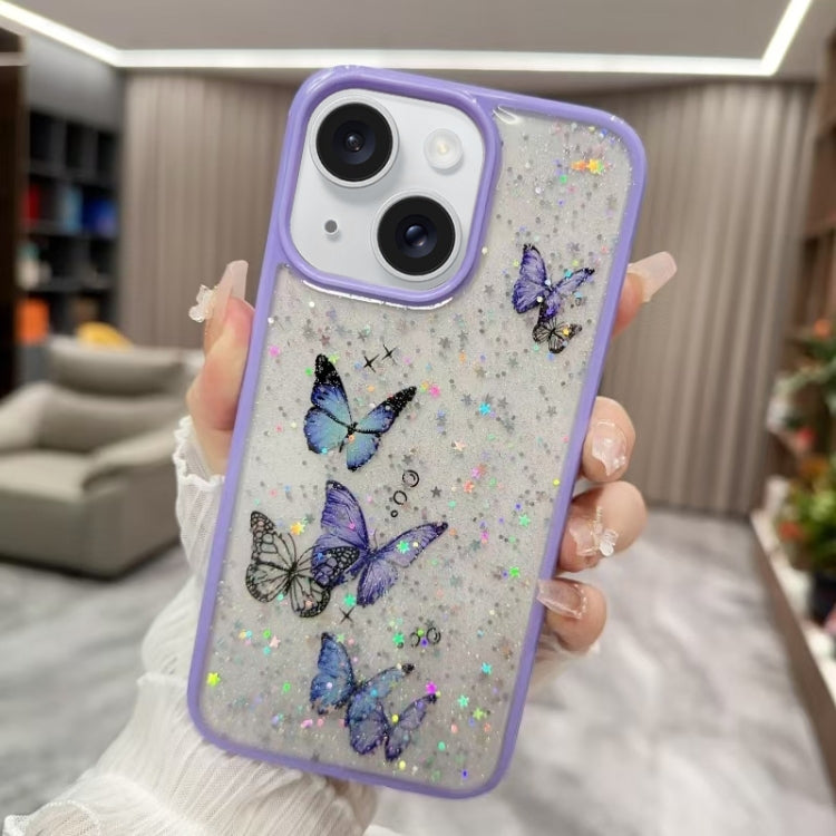 Color Butterfly Glitter Epoxy TPU Phone Case