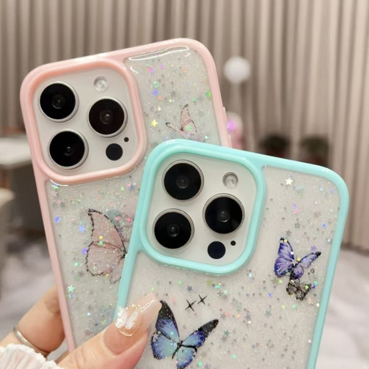 Color Butterfly Glitter Epoxy TPU Phone Case