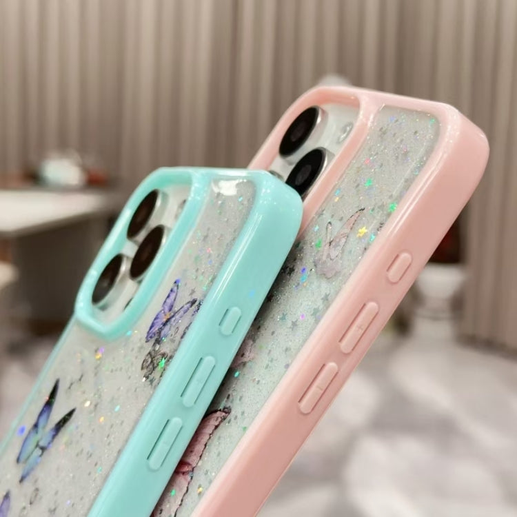 Color Butterfly Glitter Epoxy TPU Phone Case