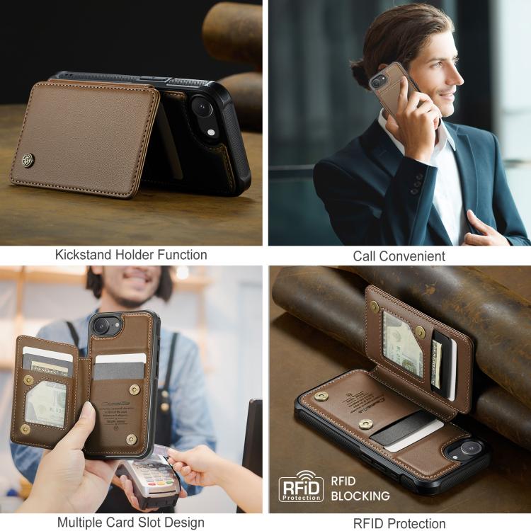 CaseMe C22 Card Slots Holder RFID Anti-theft Phone Case, For iPhone 16e, For iPhone 16 Pro Max, For iPhone 16 Pro, For iPhone 16 Plus