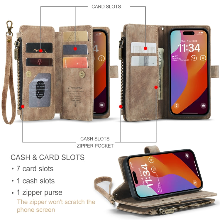 CaseMe C30 Card Slots Zipper Wallet Leather Phone Case