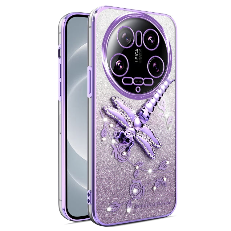 Gradient Glitter Immortal 3D Dragonfly Holder Plated Phone Case