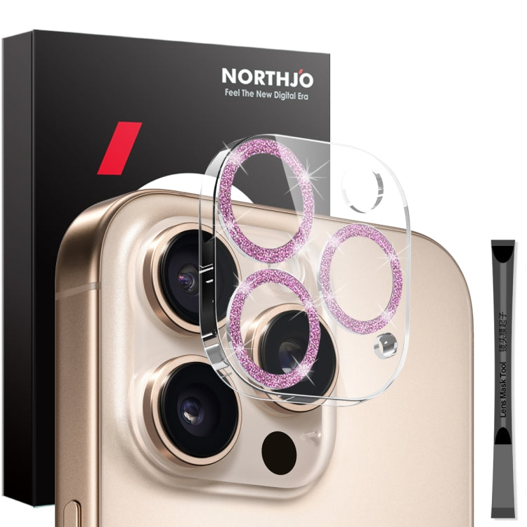 NORTHJO Camera Lens Protector Glitter Ring 3D Tempered Glass Film