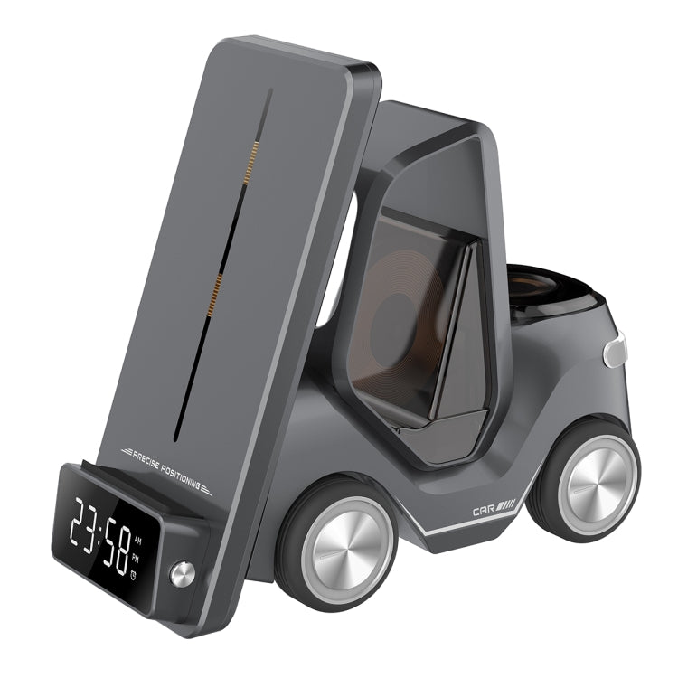 T20 5-in-1 Car-shaped Desktop Alarm Clock Wireless Charger with Atmosphere Light