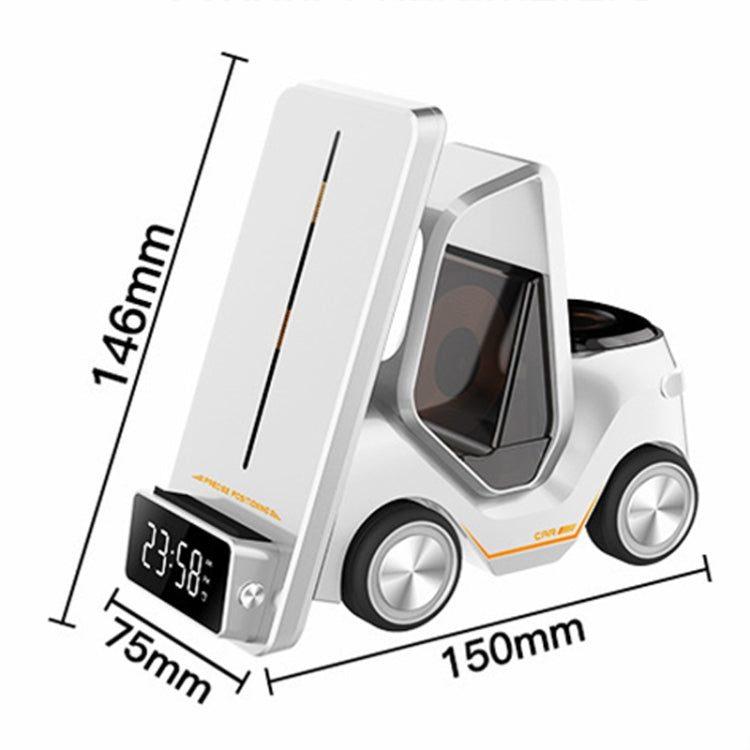 T20 5-in-1 Car-shaped Desktop Alarm Clock Wireless Charger with Atmosphere Light