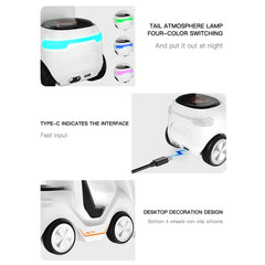 T20 5-in-1 Car-shaped Desktop Alarm Clock Wireless Charger with Atmosphere Light