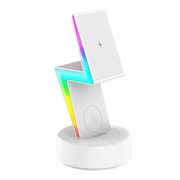 For Apple Series 3 In 1 RGB Light Magsafe Magnetic Mobile Phone Holder Wireless Charger