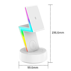 For Apple Series 3 In 1 RGB Light Magsafe Magnetic Mobile Phone Holder Wireless Charger