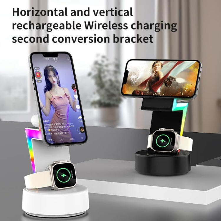 For Apple Series 3 In 1 RGB Light Magsafe Magnetic Mobile Phone Holder Wireless Charger