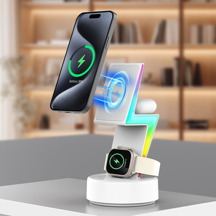 For Apple Series 3 In 1 RGB Light Magsafe Magnetic Mobile Phone Holder Wireless Charger