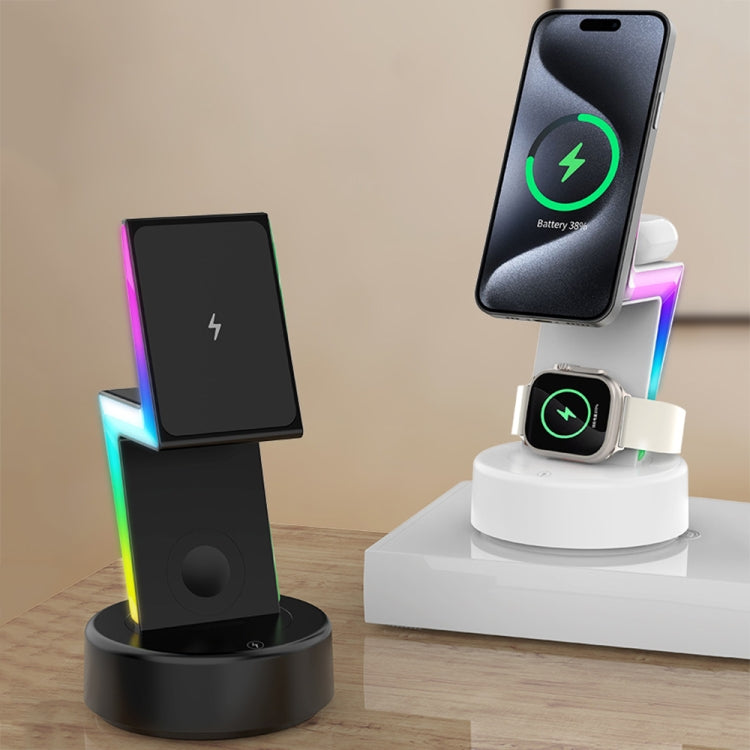 For Apple Series 3 In 1 RGB Light Magsafe Magnetic Mobile Phone Holder Wireless Charger