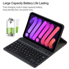 A06 Detachable Lambskin Texture Ultra-thin TPU Bluetooth Keyboard Leather Tablet Case with Stand For iPad mini 6 / mini 7